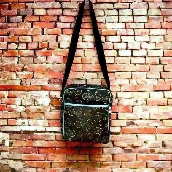 DANIKA - laminated crossbody bag with adorable bike graphics. - Picture 1 of 10